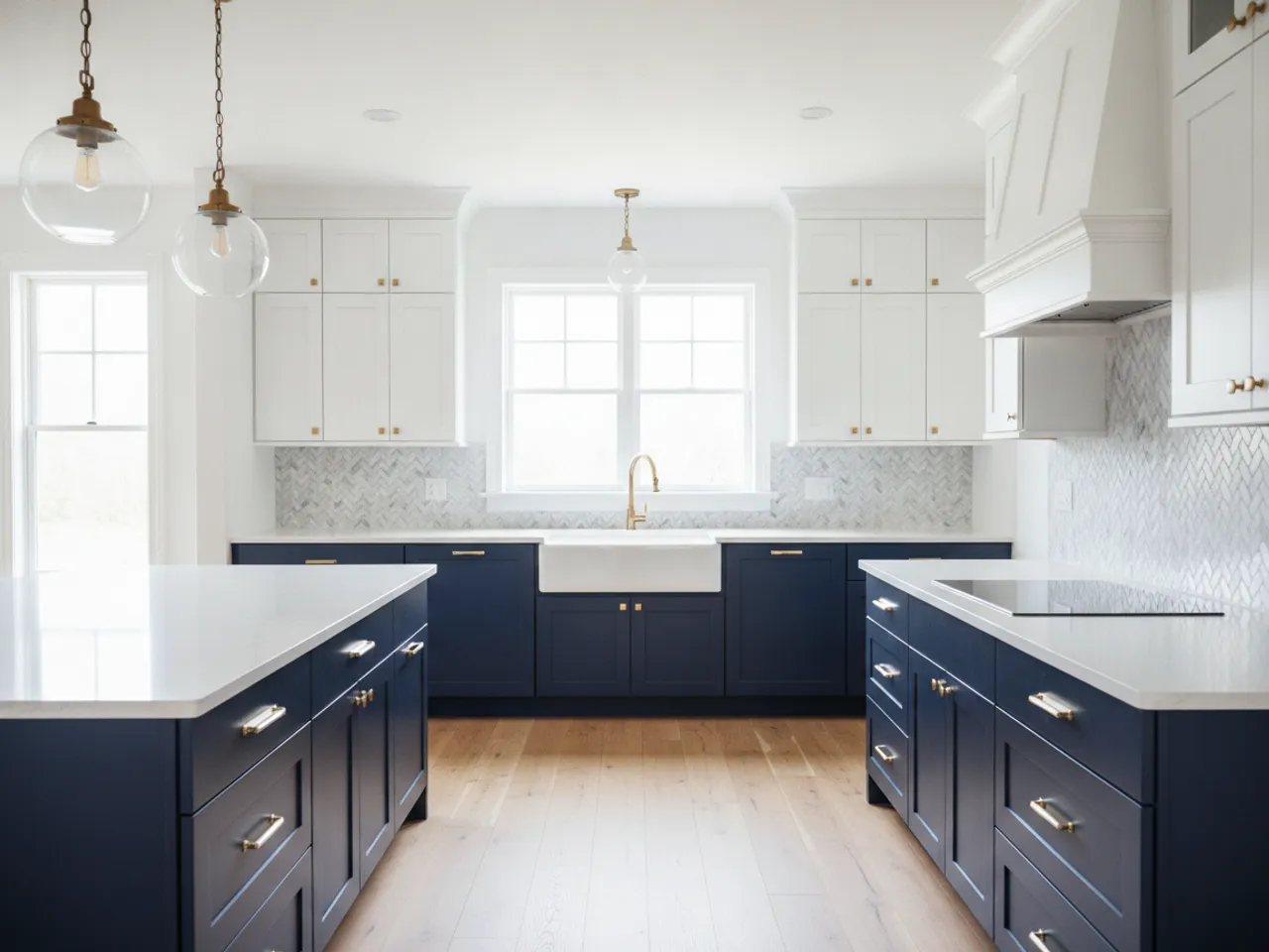 Two-Tone Navy & White Kitchen — Transitional kitchen remodel — after