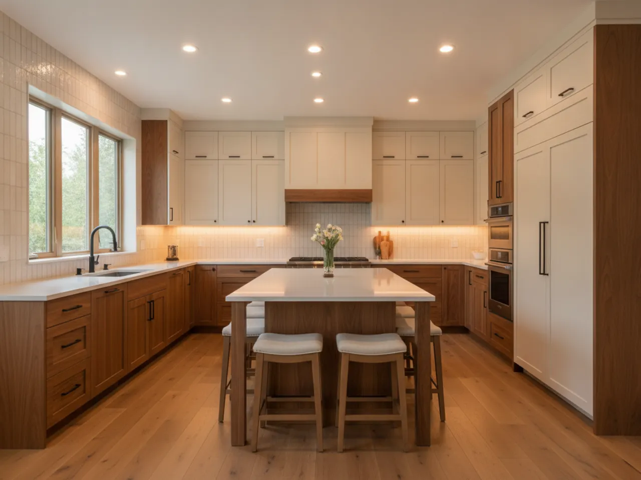 Warm Walnut Contemporary Kitchen — Contemporary kitchen remodel — after