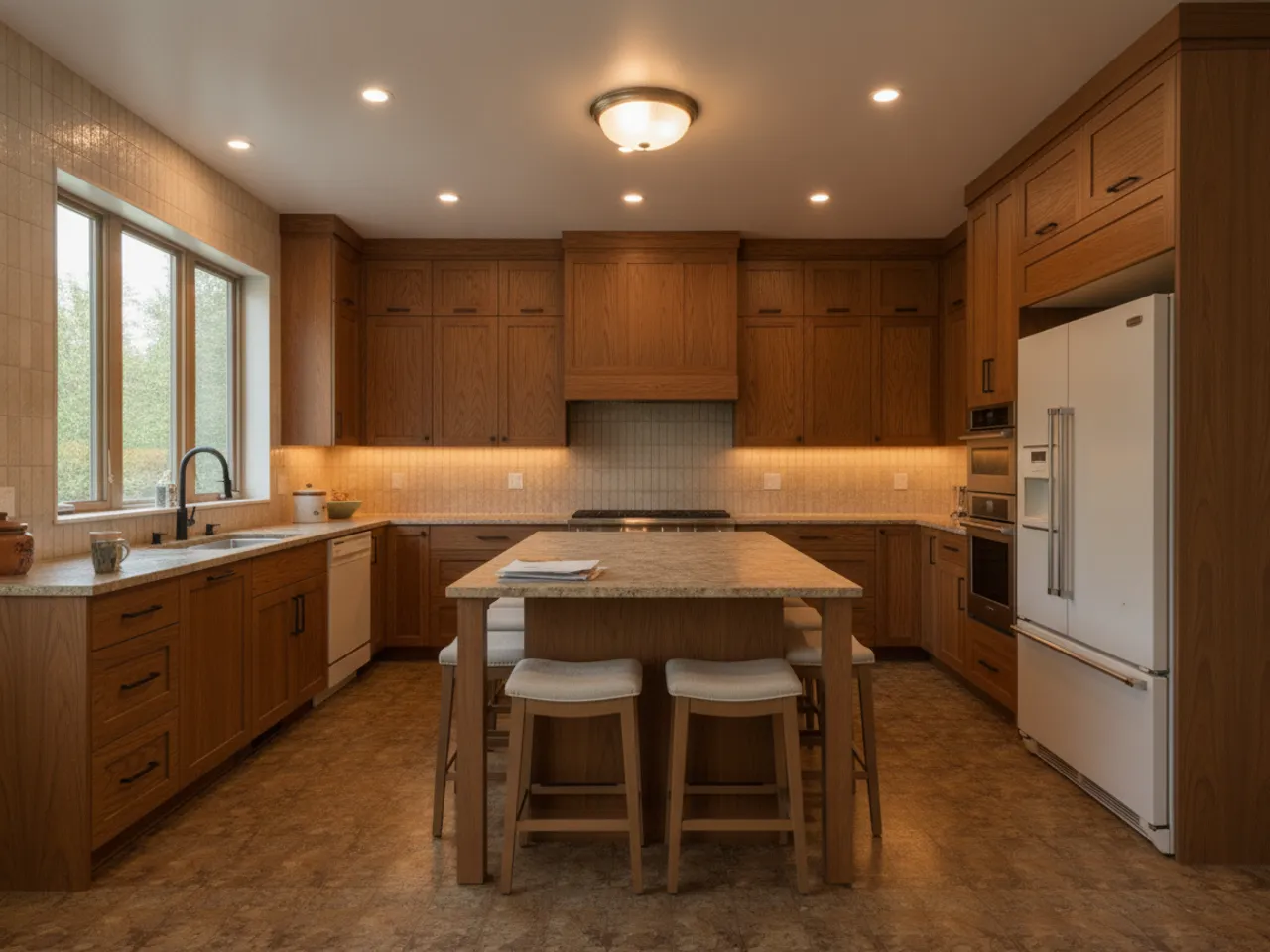 Warm Walnut Contemporary Kitchen — Contemporary kitchen remodel — before